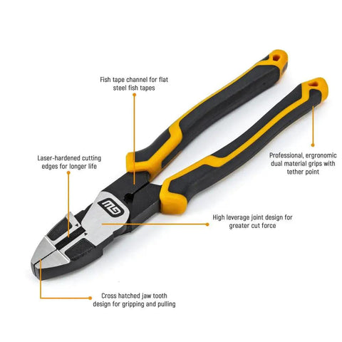 Pitbull Dual Material Pliers Set with high leverage joint design and aggressive angled teeth, cross hatched jaw, ergonomic grips