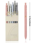 Pack Of Six Smooth Writing Retractable Gel Pens Featuring Snappy Click Mechanism And Fast Drying Black Ink That Rolls Dead Smooth Across Pages in a stylish holder.