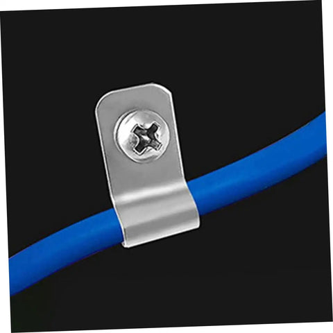 Beefy Heavy Duty Stainless Steel Wire Clips For Garden Fence And Wire Fencing Quick Assembly And Removal Clamps shown installed