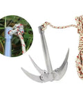 Folding Grappling Hook With 4 Sharp Prongs Aluminum Survival Anchor Tool With 32-Foot Braided Rope And Red Tracking Line Durable