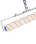 18 Inch Heavy Duty Paint Roller Kit With Sturdy Stainless Steel Extension Pole showing thick roller sleeve for slick wall and ceiling coats.