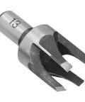 Heavy Duty 8 Piece Carbon Steel Wood Plug Drill Bit Set With Hella Sharp Spiral Hole Cutters, 13mm bit close-up.