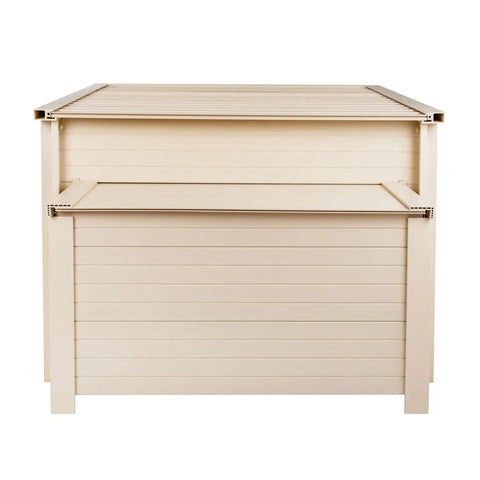 Ecoflex Jumbo Chicken Coop For 4 To 6 Chickens With No Fuss Assembly And Odor Resistant Build, Urban Barn Style Tan Back View
