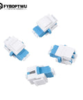 10 Pack Fiber Optic LC Duplex Singlemode Keystone Jack Couplers White displayed individually, showcasing lightweight design