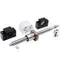 Rolled Ball Screw Set With C7 Precision Flange End Machined Single Ball Nut Includes BK And BF20 Adapters Ball Nut Housing Coupler