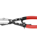 Automatic Locking Ratcheting Hose Pinch Off Pliers 10 Inch Heavy Duty Swivel Jaw Clamp with comfort grip handles, side view