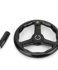 Durable 200mm Bakelite Lathe Handwheel With Three Spokes And Anti Slip Grip For Heavy Workshop Milling Machine Tasks Plus High Strength Industrial Replacement Parts, black three-spoke handwheel with threaded handle