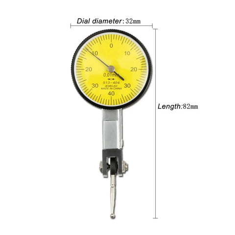 350mm Universal Dial Indicator With Magnetic Stand Base, 0-0.8mm Range, 0.01mm Resolution, Test Comparator Kit For Motorcycle Repair, Machining, Precision Alignment, Runout And Flatness Checks, 32mm dial