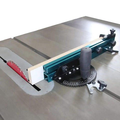 Universal Table Saw Miter Gauge Assembly With Heavy Duty Steel Build, Precision Sliding Block, and Ergonomic Handle on table saw