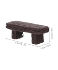Single bench from 4 Pack Miniature Resin Park Benches for Fairy Gardens and Dollhouses, Wood Look Seats, dimensions shown