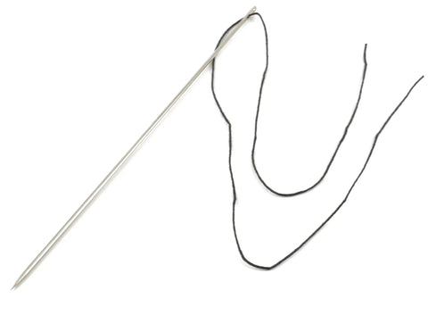 Upholstery Repair Tufting Needle And Thread Kit with a heavy-duty needle and waxed black thread for tufting edges, buttons, and springs.