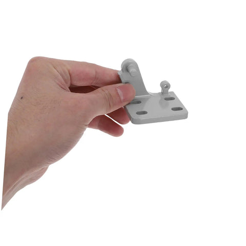Heavy Duty Metal Refrigerator Door Hinge Replacement Kit For Freezer And Kitchen Cooling No Sweat DIY Swap Double Pack, light gray steel hinge held in hand.
