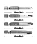 Heavy Duty S2 Magnetized Tri Wing Screwdriver Bits Set Quarter Inch Hex Shaft Y1 Y2 Y3 Y4 fifty mm long steel bits displayed vertically.