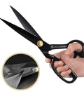 Pro Grade Fabric And Garment Sewing Scissors 10 Inch Heavy Duty Tailor Shears Cuts Like A Boss With Precision, Sharp High Carbon Steel, Durable For Quilting Garments And Home Textiles, black 10-inch fabric scissors in hand cutting cloth
