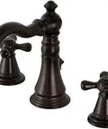 Oil Rubbed Bronze Widespread Bathroom Faucet With Deck Mount, Old-School American Classic Style, 8 to 16 Inch Spread, 3-Hole Installation, 1.2 GPM Flow, Elegant Traditional Design For Classic Bathrooms