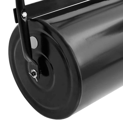 Side view of Heavy Duty Lawn Roller For Fast Flat Grass And Turf 16.6 Gallon Steel Soil Compactor With 44.1 Inch Yard Roller