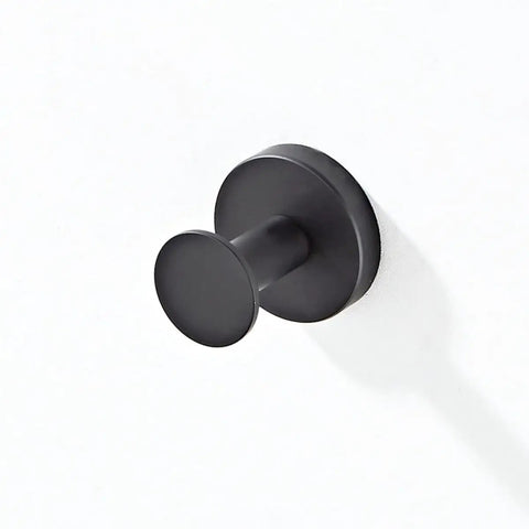 Heavy Duty Black Stainless Steel Wall Hook mounting to wall with a sleek design for jackets and gear organization.