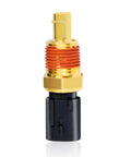 HAOBO engine coolant temperature sensor close-up; brass threaded body with black plastic connector.