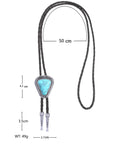 Hand Braided From Premium Genuine Leather This Adjustable Turquoise Bolo Tie measures 50 cm with silver tips and a turquoise centerpiece.