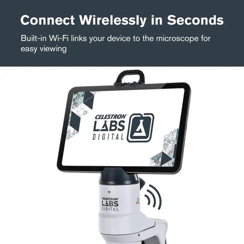 Wireless WiFi Desktop Microscope For iOS And Android That Lets You Stream Live Images, Record Video, And Measure Details, Featuring 3 Plan Achromatic Lenses 4x 10x 40x And 12x Digital Eyepiece For 48x 120x 480x Magnification, front view