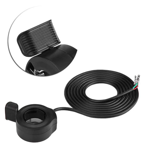 Universal 22mm Ebike Thumb Throttle Speed Controller For Electric Bikes And Scooters, 160cm cable, black plastic