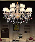 Modern Crystal Ceiling Pendant Light With Polished Chrome Frame And E14 Bulb Socket For Killer Kitchen Island Ambiance Or Cozy Living Room Glow That Truly Slaps Vibe Upward in elegant living room setting.