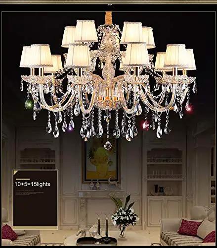 Modern Crystal Ceiling Pendant Light With Polished Chrome Frame And E14 Bulb Socket For Killer Kitchen Island Ambiance Or Cozy Living Room Glow That Truly Slaps Vibe Upward in elegant living room setting.