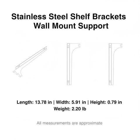 Diagram of Beefy Stainless Steel Wall Shelf Support Bracket for Garage Closet and Workshop Storage Mounts dimensions