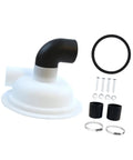 Heavy Duty Cyclone Separator Cover For Vacuum Dust Collection No Fuss Replacement Cover with black elbow and white dome.