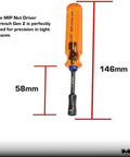 Gen 2 Amber Handles Hex Driver with measurements for precision RC tools and electronics, part of hex nut driver kit.