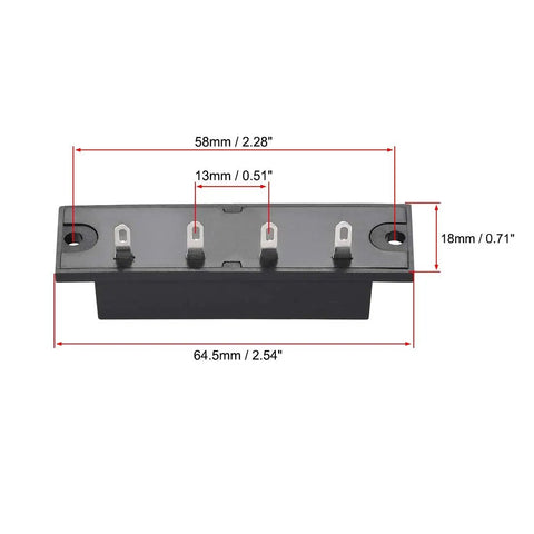4 Way Spring Loaded Speaker Terminal Clips Push Release Connector Set 3 Pack Wire Terminal Strip Block WP4-7 with dimensions