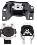 Ford Focus 2012 To 2018 2L L4 Engine And Transmission Mount Kit Set Of 3 OE Replacement Direct Fit shown in black and silver