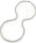 Go-To Japanese Akoya Pearl Necklace For Women With 8.0-8.5mm White Cultured Pearls, 18 Inch Princess Length, AAA Grade, 14K White Gold Clasp
