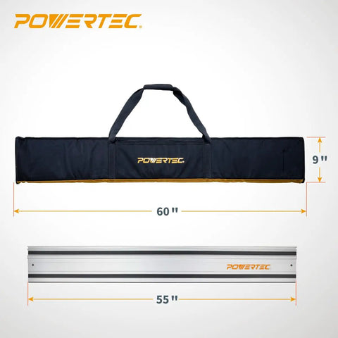 Pro Grade Dual 55 Inch Track Saw Guide Rail Kit Featuring Dead Nuts Straight Aluminum Profile And Heavy Duty Canvas Bag