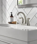 Arvo Centerset 2-Handle Bathroom Faucet in Brushed Nickel on 3-Hole Sink with SpotShield Stainless Finish, Easy DIY Install