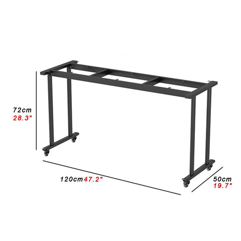Heavy Duty Movable Metal Table Legs Featuring Locking Brake Casters Dual Reinforced Crossbars Waterproof Rustproof Carbon Steel Desk Base Hella Sturdy Design That Rolls Super Smooth on Any Floor