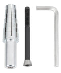 Expanding ring mandrel set with hex Allen key and L-shaped wrench, steel silver, 3-piece for ring making (sizes 7–14).