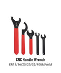 Hardened Steel Er Collet Wrench Set Includes Spanner And Nut Driver For Er11 A C25 Er25UM Er32UM Er40UM Collets with red handles.