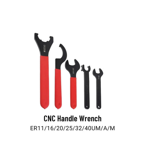 Hardened Steel Er Collet Wrench Set Includes Spanner And Nut Driver For Er11 A C25 Er25UM Er32UM Er40UM Collets with red handles.
