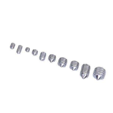 High Grade Stainless Steel Grub Screws With Hex Socket And Cone Point, M3 Through M8 Metric Machine Fasteners In Tough Storage Box, Straight Shot For Precision Instrument Repair And Tight Assembly
