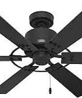 52 Inch Matte Black Indoor Ceiling Fan With Six Blades No Light Standard Mount Pull Chain Perfect For Bedroom Living Room Or Kitchen Quiet Efficient Airflow With Modern Dope Style