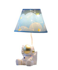 Golden Astronaut Kids Table Lamp With Barrel Lampshade, 13 Inch Spaceman Bedside Table Lamp, LED Bulb Included