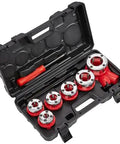 Ratcheting Pipe Threader Kit With Six Dies One Quarter Inch NPT To One And A Quarter Inch NPT Portable Pipe Threading Tool Set With Storage Case For Plumbing Installation And Repair