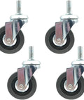 Heavy Duty 3 Inch Rubber Swivel Caster Wheels With Universal M12 Stem Plate, pack of 4, ideal for furniture and carts.