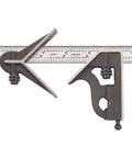 6 Inch Steel Combination Square With Square And Center Heads, Cast Iron Construction, Hardened Steel Blade, Reversible Lock Bolt, 4R Graduations