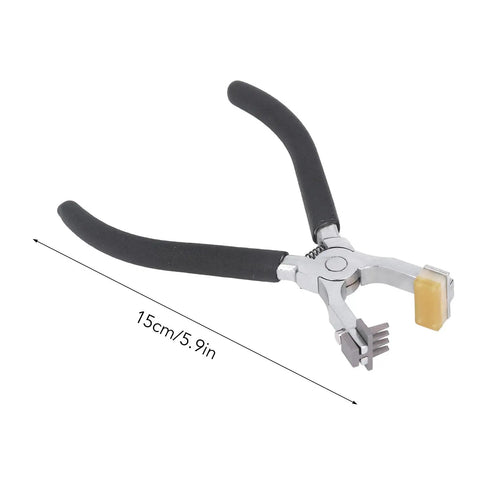 Angled Leather Hole Punch Pliers With Double Lever, High Hardness Stainless Steel, shown with 15cm size and comfortable handles.