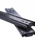Close-up of 16 Inch Full Extension Drawer Slides Set, Telescopic Ball Bearing Rails, Black 2 Pack For Smooth Sliding, Rust Resistant And Durable