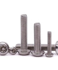 Badass M6 Security Torx Button Head Machine Screws 30 Pack Kit With Included T30 Driver Bit Made From Slick 304 Stainless Steel 18-8 Tamper Resistant Full Thread No Sweat, various sizes shown.