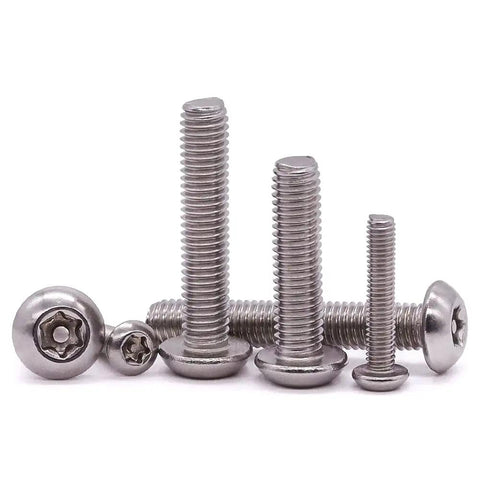 Badass M6 Security Torx Button Head Machine Screws 30 Pack Kit With Included T30 Driver Bit Made From Slick 304 Stainless Steel 18-8 Tamper Resistant Full Thread No Sweat, various sizes shown.