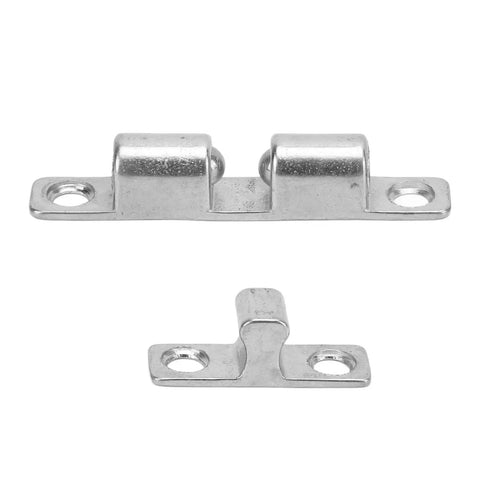 Rock-Solid 316 Stainless Marine Door Catch With Ball Tension Roller, 60mm, rust-resistant, polished finish, two-part view